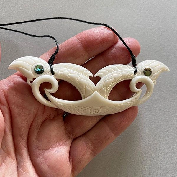 Polished Maori Manaia Bone Necklace – A Tribal Treasure of Beauty & Strength.